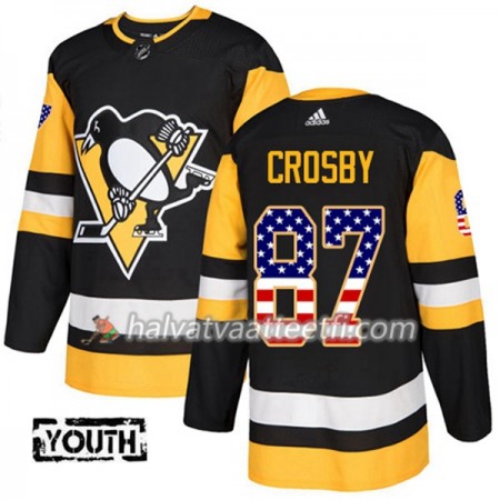 Lasten NHL Pittsburgh Penguins Pelipaita Sidney Crosby 87 Adidas 2017-2018 Musta USA Flag Fashion Authentic